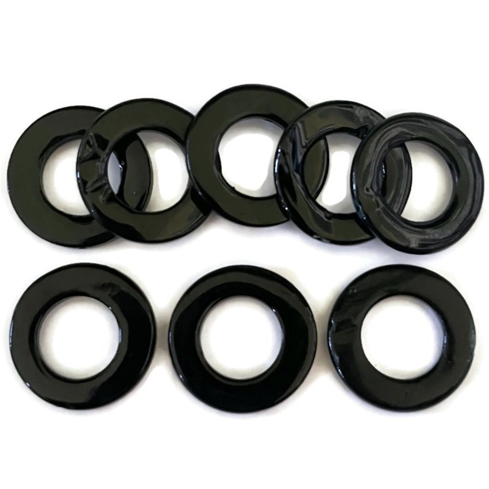 As Low As $2 Medium Black MOP Shell Flat Donut Ring Hoop Frame Beads (8)